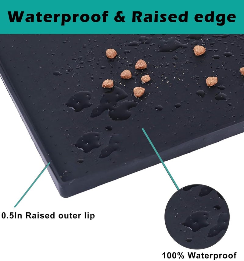 Luccov Trash Can Mat, Waterproof Raised Edge Silicone Under Garbage Can Mat, 11.8" X18.9" Non-Slip Trash Can Pad for Kitchen Office Bedroom Reduce Floor Carpet Wall Scratches, Black - Image 5